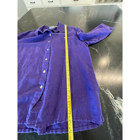 Chico's Designs lace motif linen and cotton purple blouse size Large (chico's 2) - Picture 8 of 9